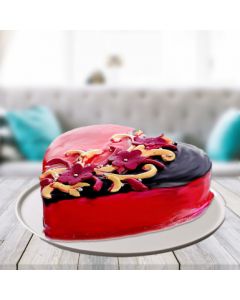 Romantic Choco Strawberry Heart Shape Cake