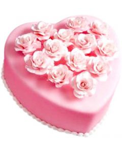 Pink Heart Rose Cake 