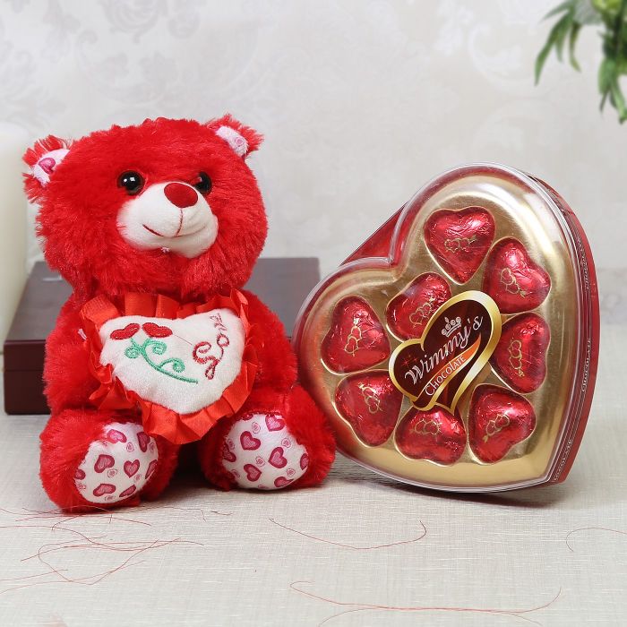 Valentine Gifts for Girlfriend  Teddy Bear Love Greeting Card  Dairy  Milk Silk Chocolate  Gift for GirlfriendWifeFianceeGirls